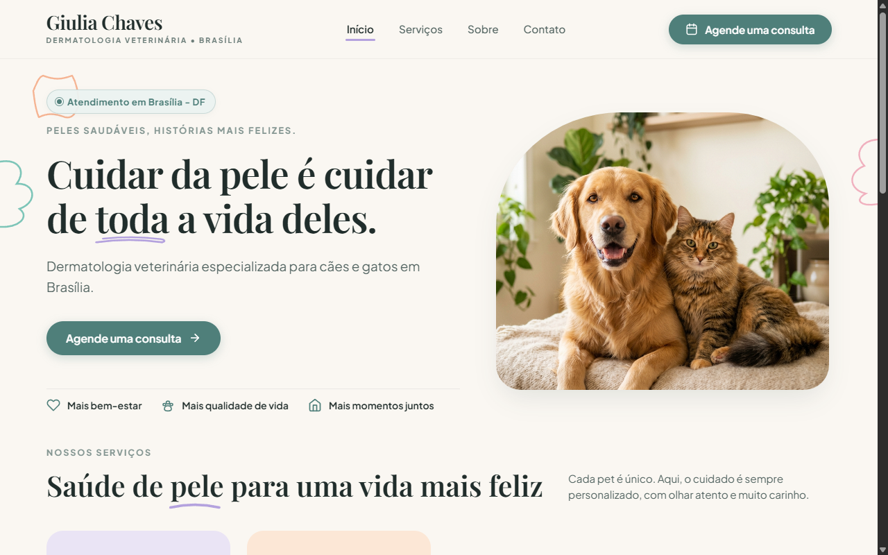 Print oficial do site da Dra. Giulia Chaves — Dermatologia Veterinária